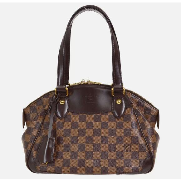 Louis Vuitton Verona PM Handbag Damier Ebene Purse Brown Checkered Classic Chic - Picture 1 of 13